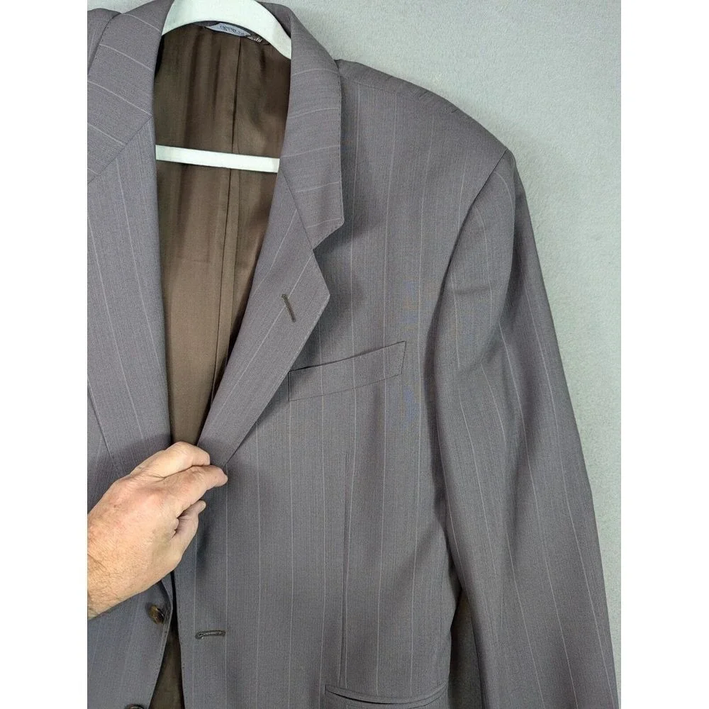 Gianni Daveri Wool Suit Men's 50R Cupro Stripe Italy Business Formal Office Work